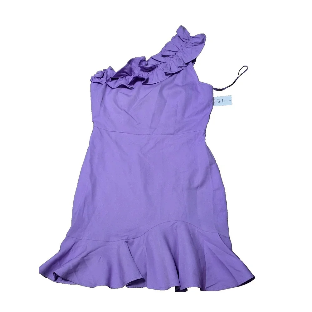 TCEC Asymmetrical One‎ Shoulder Ruffle Dress Size Medium Lavender CD01911